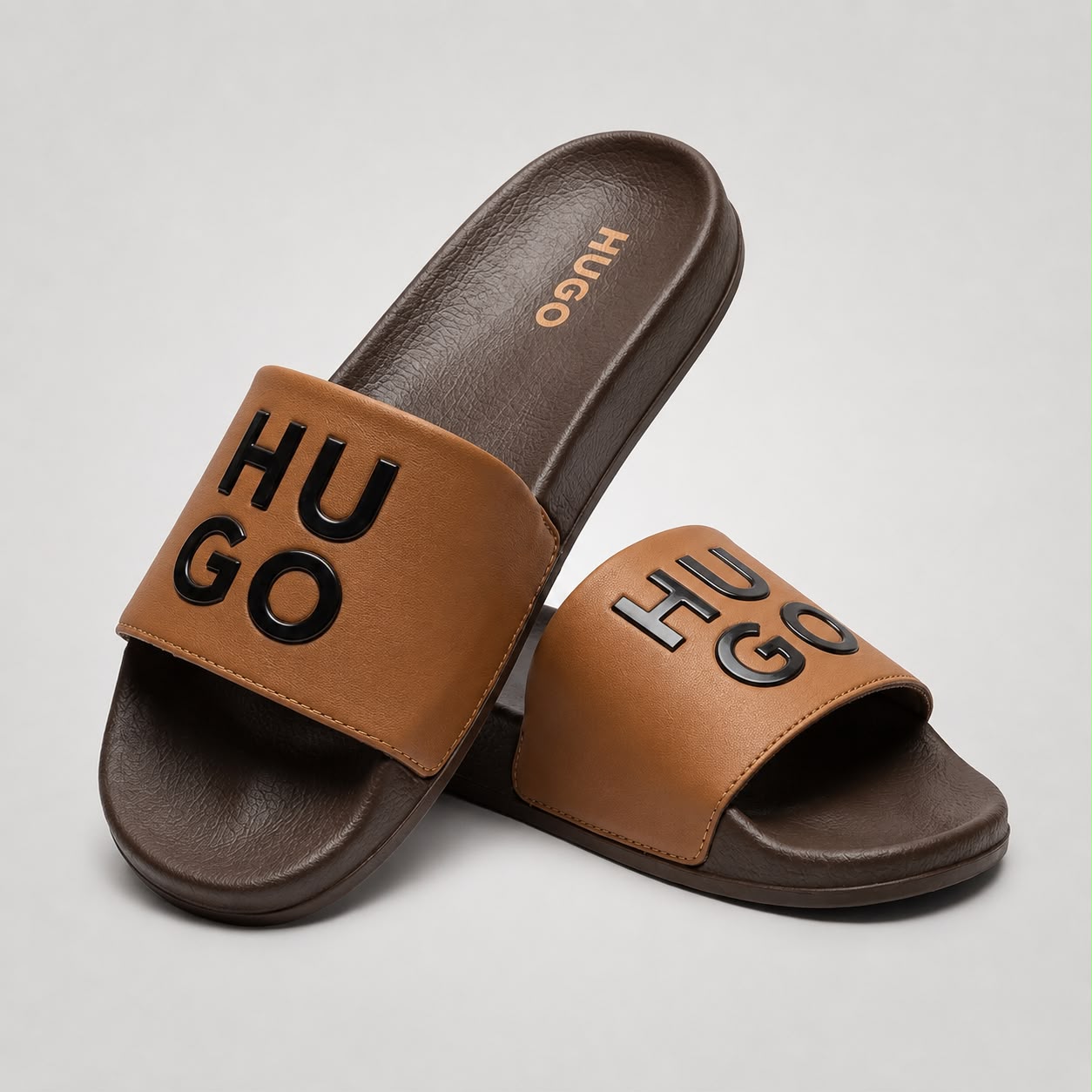 HUGO Signature Comfort Slides – Brown Edition