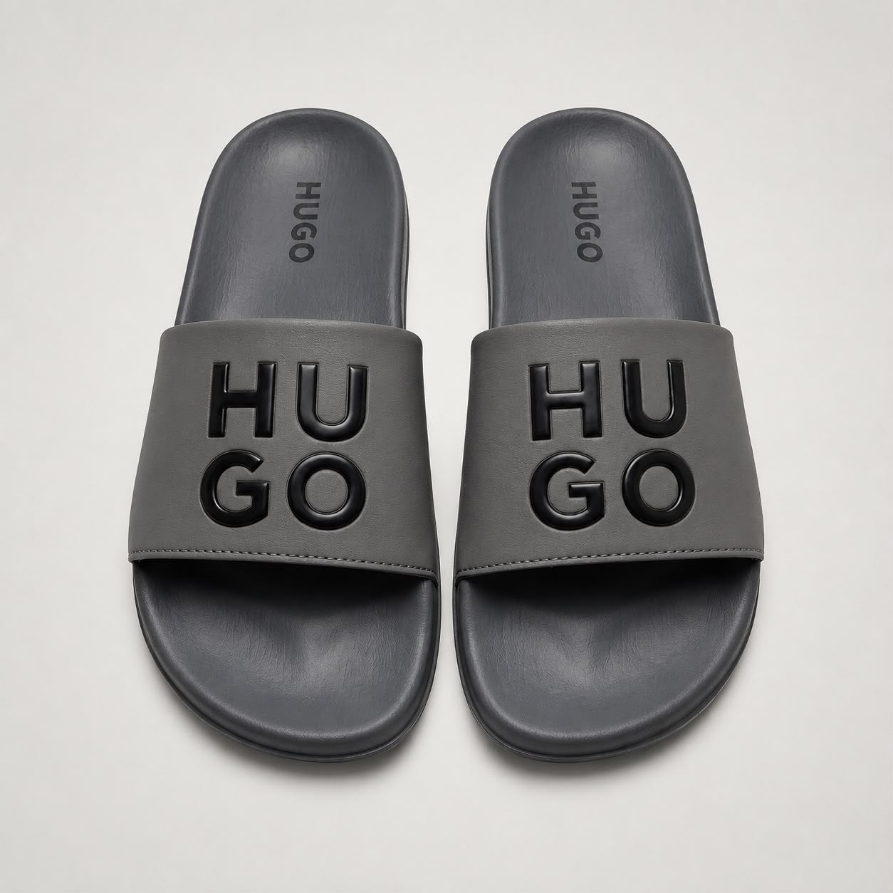 HUGO Urban Luxe Comfort Slides – Grey Edition