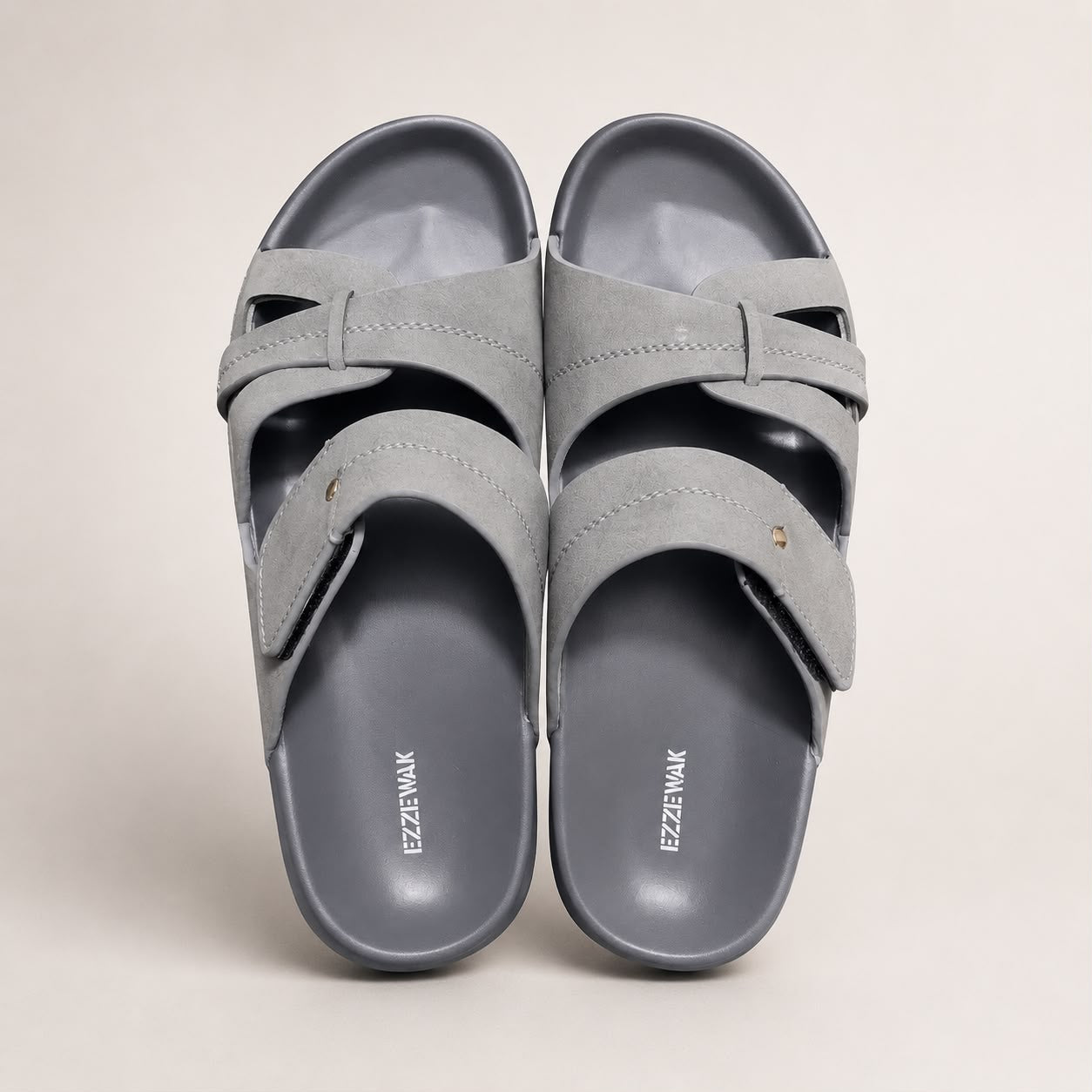 EZZEWALK Premium Double Strap Comfort Sandals – Grey Edition