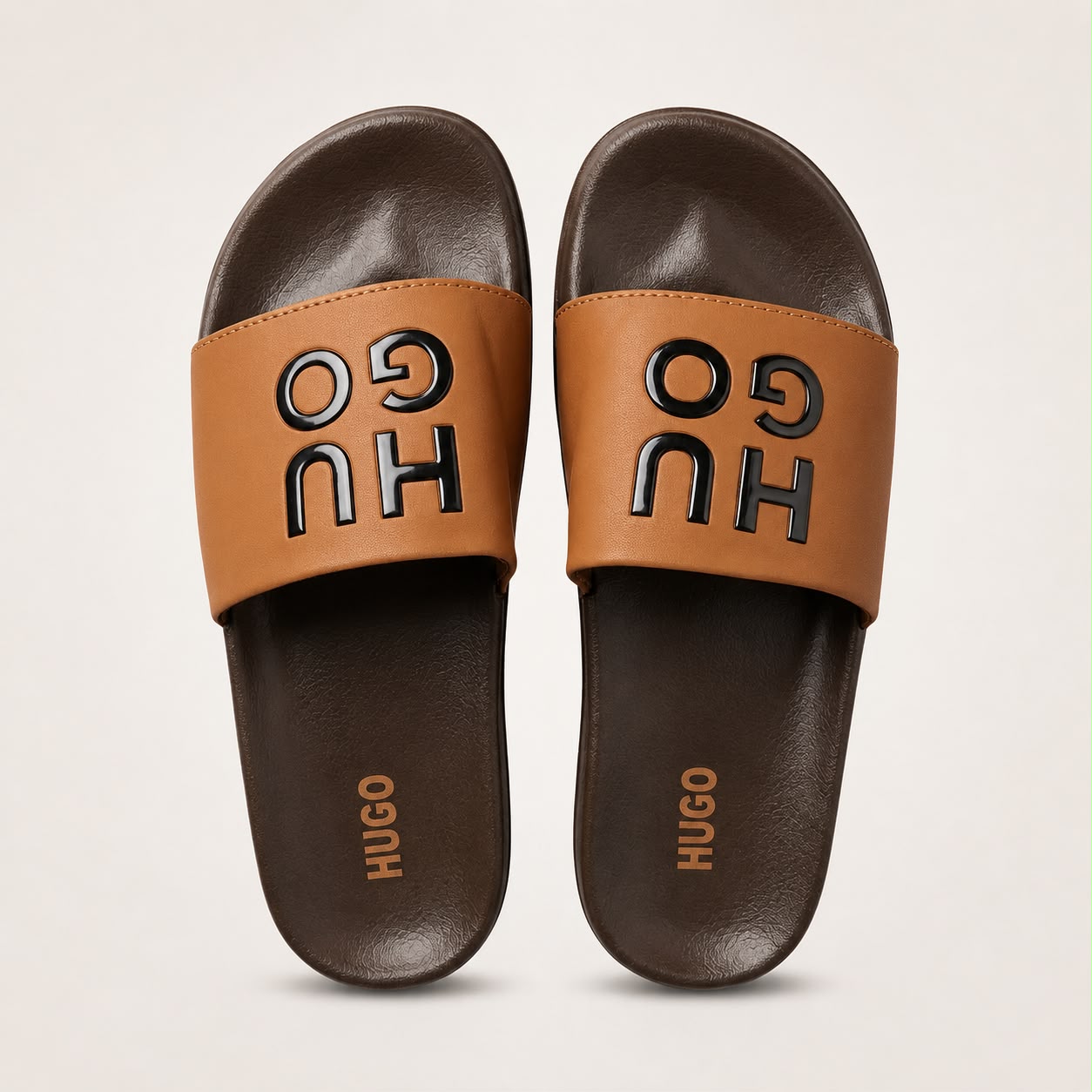 HUGO Signature Comfort Slides – Brown Edition