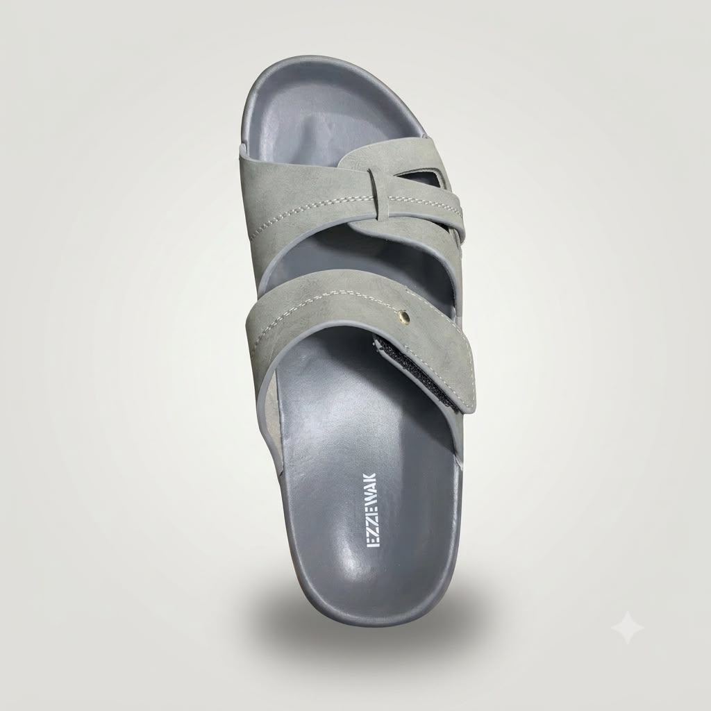 EZZEWALK Premium Double Strap Comfort Sandals – Grey Edition