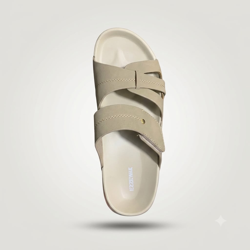 EZZEWALK Premium Double Strap Comfort Sandals – Beige Edition
