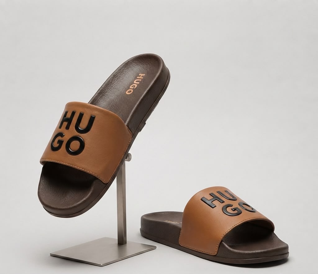 HUGO Signature Comfort Slides – Brown Edition