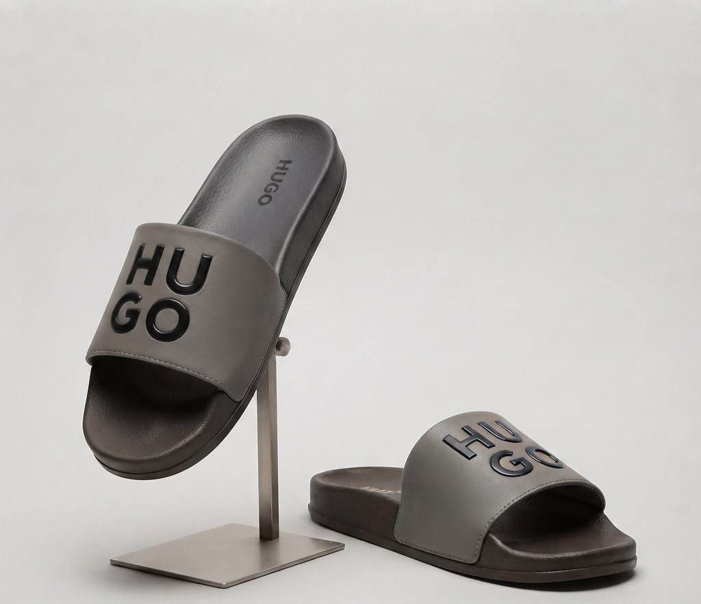 HUGO Urban Luxe Comfort Slides – Grey Edition