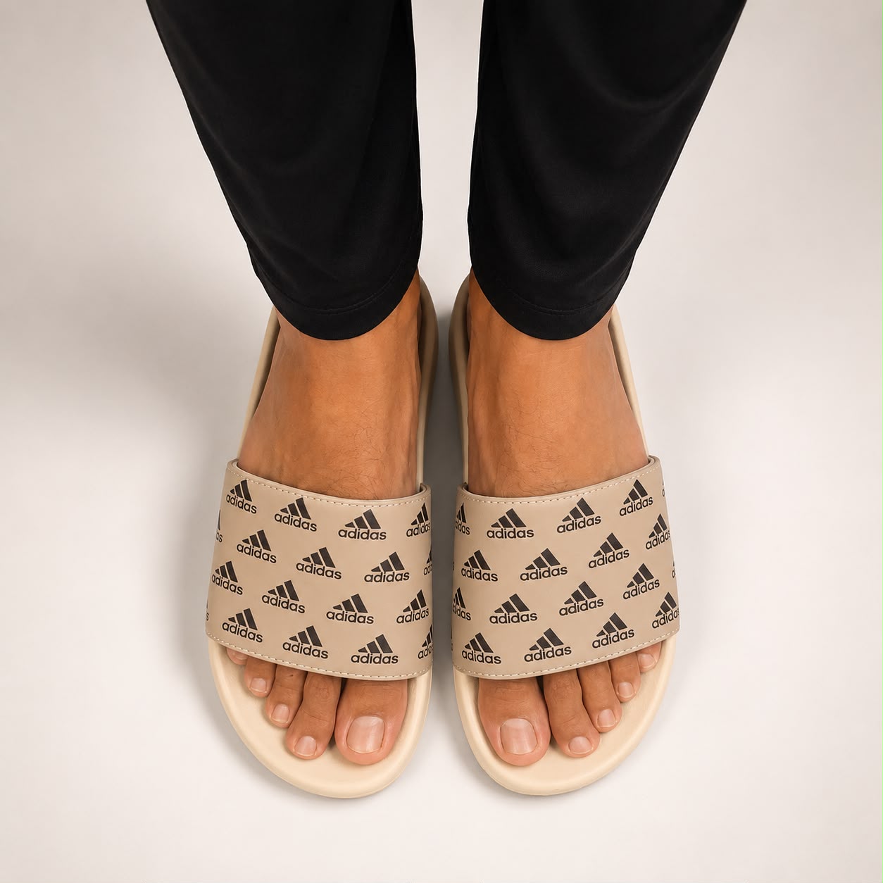 Adidas Elite Comfort Slides – Beige Edition