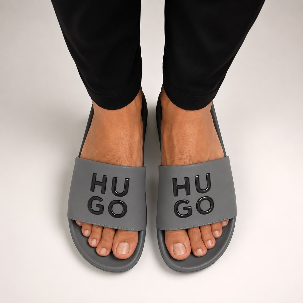 HUGO Urban Luxe Comfort Slides – Grey Edition